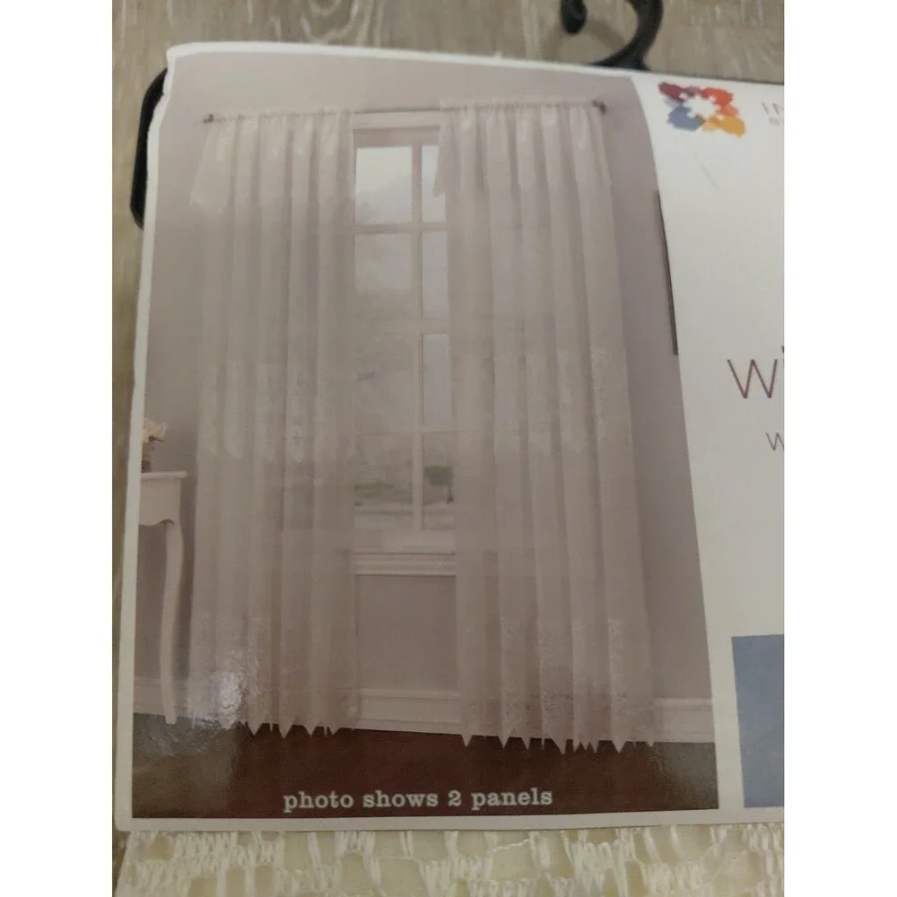 Interiors By Design Window Panels W/Valance 1pc  60”x84”each Polyester Sheer B9